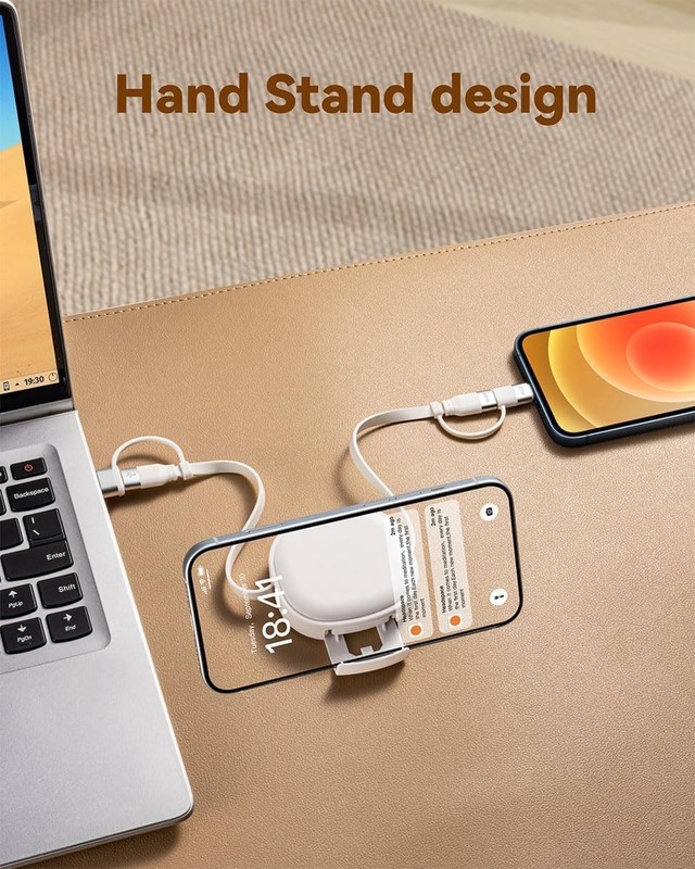 Minlu 65W Retractable 3.86 feet (cable), Compact (charging case), White gallery