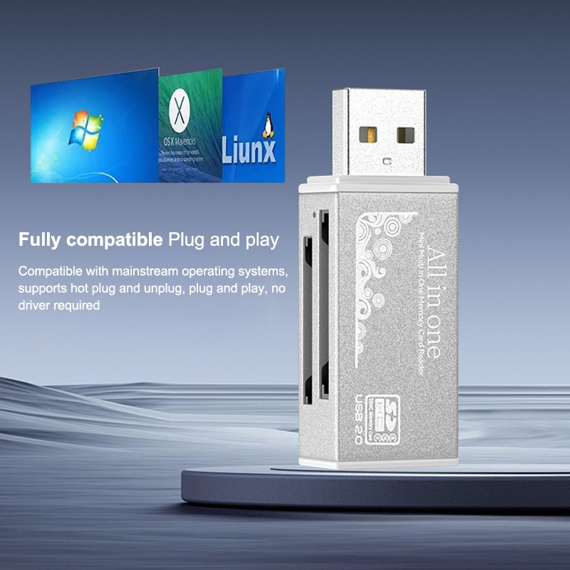 4 Ports Card Reader USB2.0 TF MS MD Card Reader Adapter For Laptop PC gallery