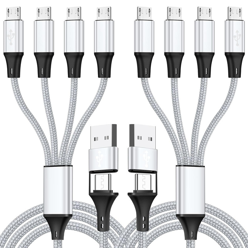 Micro USB Cable, 4-In-2 Multi USB Splitter Charging Cable [2Pack 4Ft], USB A/C t gallery