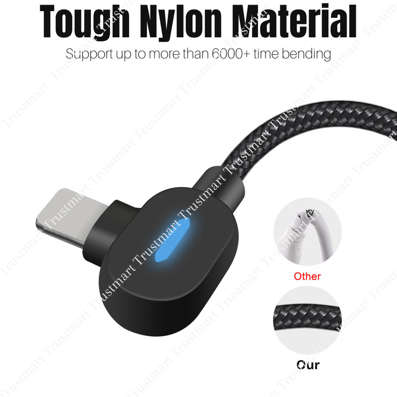 3-Pack 6Ft 90 Degree USB Charger Cable Braided For iPhone 6 7 8 11 Charging Cord gallery