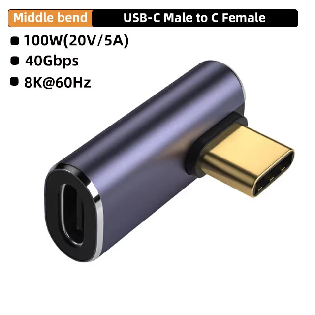 USB4.0 40Gbps OTG type C 90 degree Adapter 100W 5A USB C to Type C Fast Charging gallery