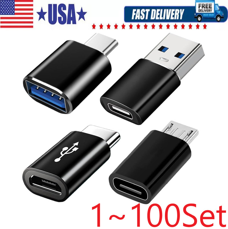 4-Pack USB3.0 Type C Female to USB Male Adapter OTG Micro USB to C Converter LOT
