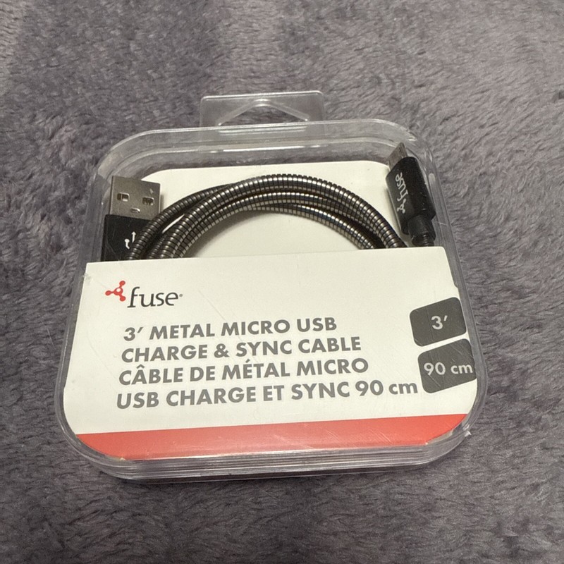 Fuse 3’/90cm Metal Micro USB Charge and Sync Cable (Phone/Tablet)