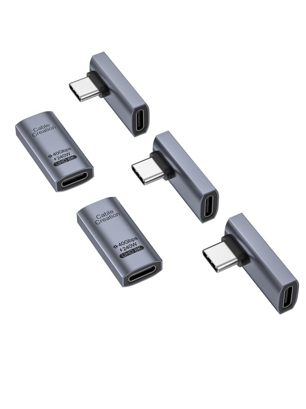 90° USB C Adapter 5 Pack, Right Angle Male to Female, 40Gbps 240W for Steam Deck gallery