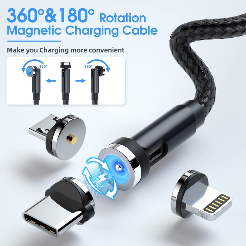 Magnetic Charging Cable [7Pack-1.6FT/3FT/3FT/3FT/6FT/6FT/10FT] 540° Rotating ... gallery