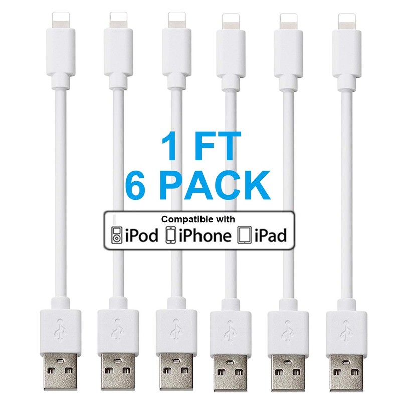 Short Phone 11 X 4.8 X 0.4 inch, White 6 Pack Charging Cable 1FT gallery