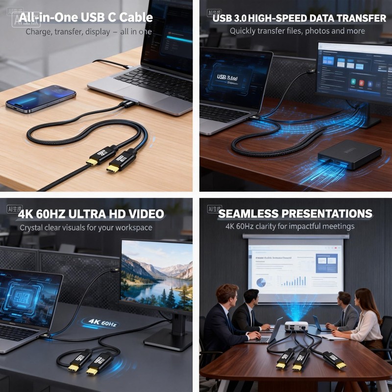 USB C to C Cable 20FT 100W 20Gbps 4K 60Hz - Fast Charging & Video Output gallery