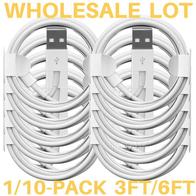 10 PACK USB Data Fast Charger Cable Cord Lot For Apple iPhone 5 6 7 8 X 11 12 13