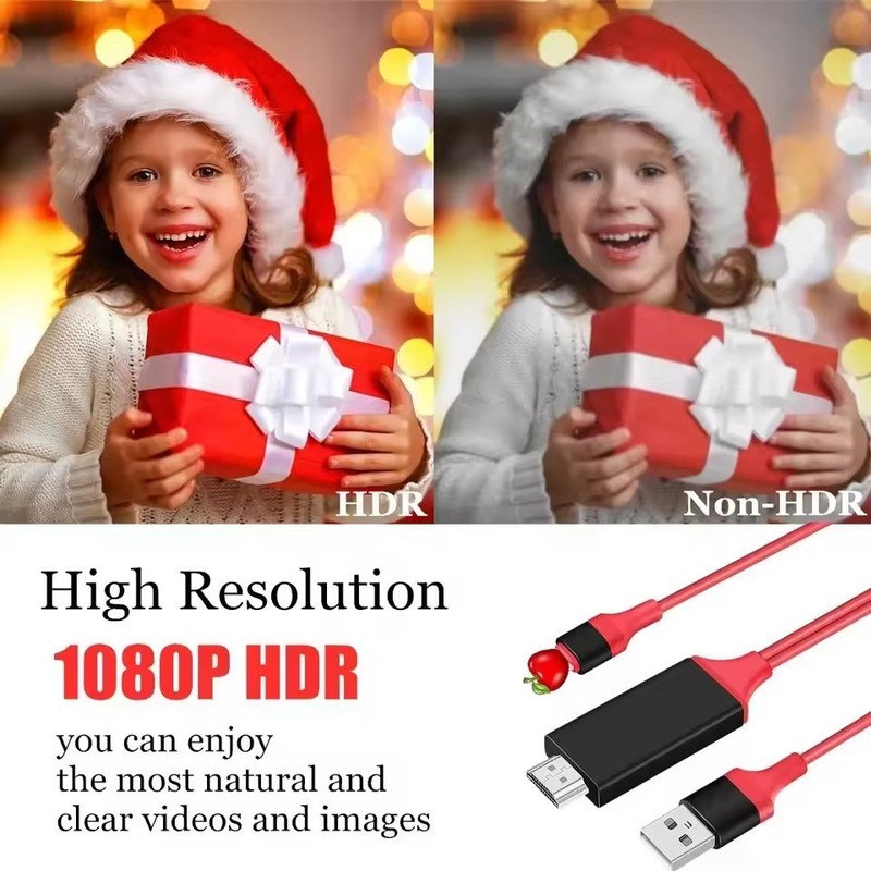 For iPhone iPad 1080P HDMI Mirroring AV Cable Phone to TV HDTV Adapter Sync Cord gallery