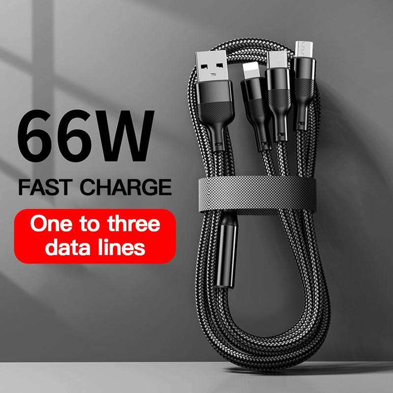 Multi Charging Cable 3 in 1 Multiple USB Fast Charger For iPhone Type C MicroUSB gallery