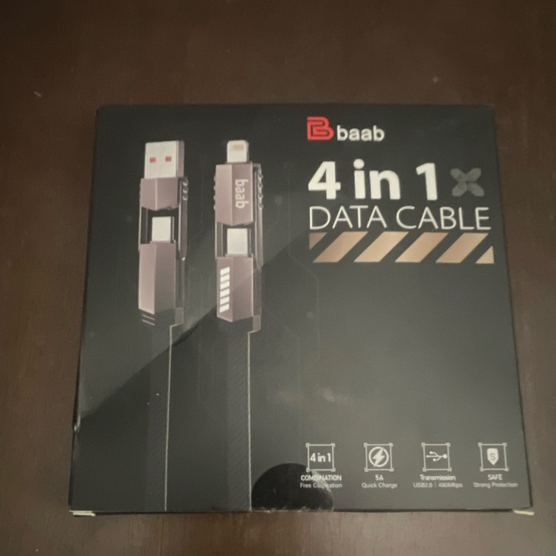 New Baab 4 in 1 Data Cable Quick Charge Strong Protection Multi-Connector