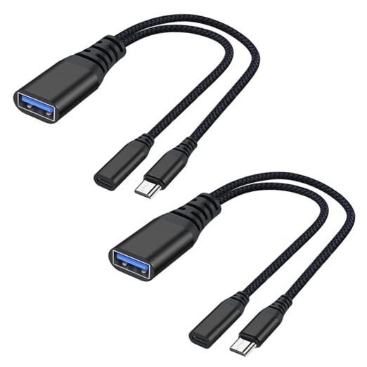 2 Pack OTG Cable Adapter for Fire TV Stick 4K, Powered Micro USB to USB OTG