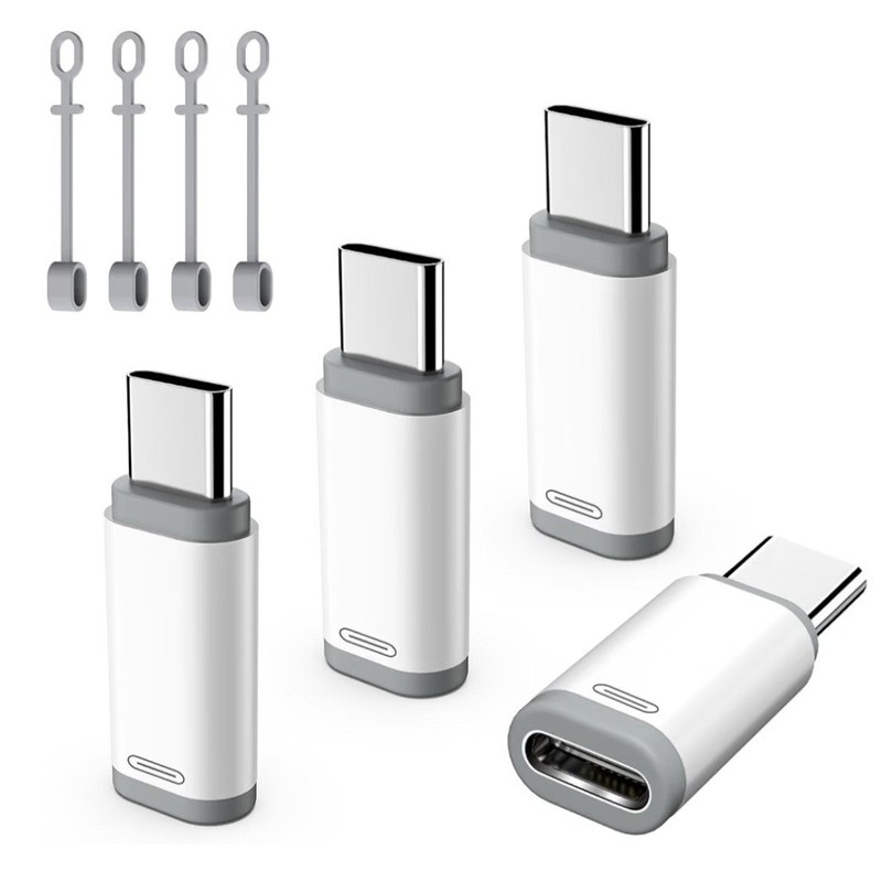 Lighting Female to USB C Male Adapter with Anti-Lost Loop, White4 Pack