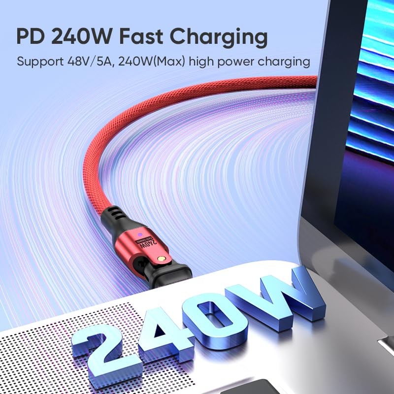 240W USB C to USB C Cable USBC to Dual Head 180° Rotation High Speed USBC Fas... gallery