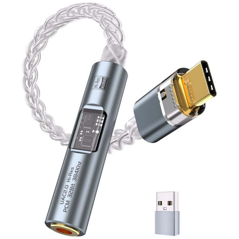 High Fidelity USB C to 3.5mm Adapter – Crystal Copper Cable