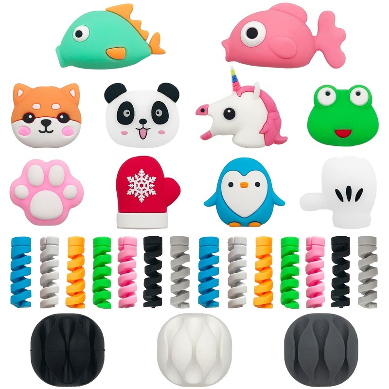 ZAKVOOR 27 Pieces Cute Cable Protector for Phone Charger, Multiple Colors