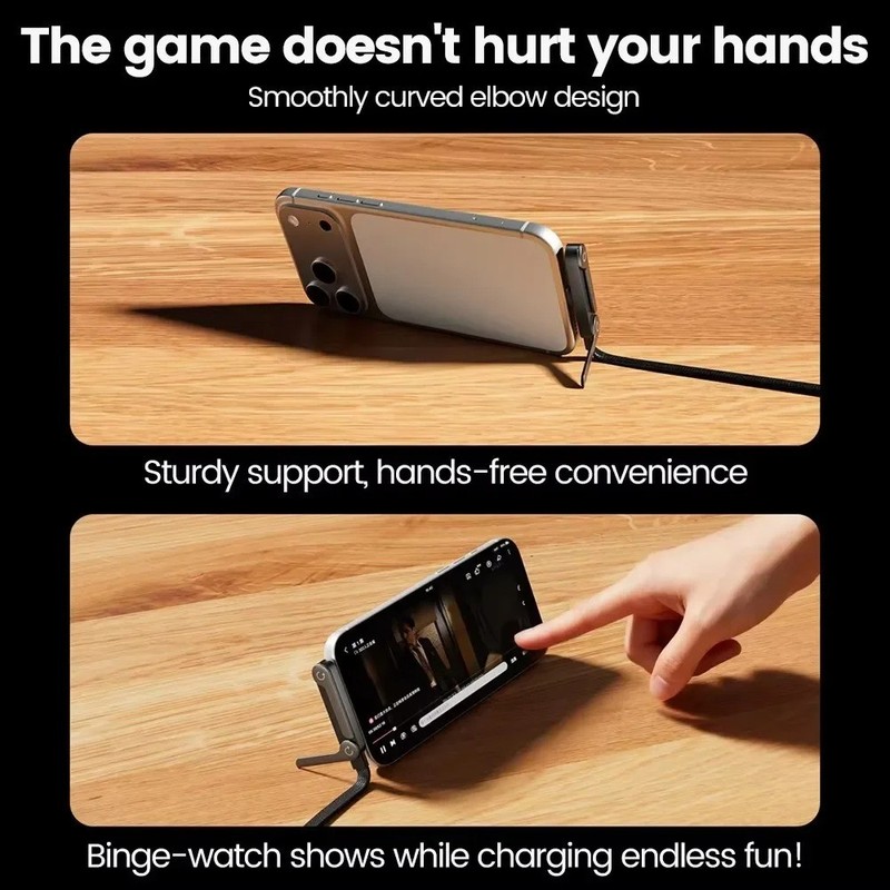 2-in-1 Invisible Holder Charger Cable–240W Fast Charging Cord with Phone Stand gallery