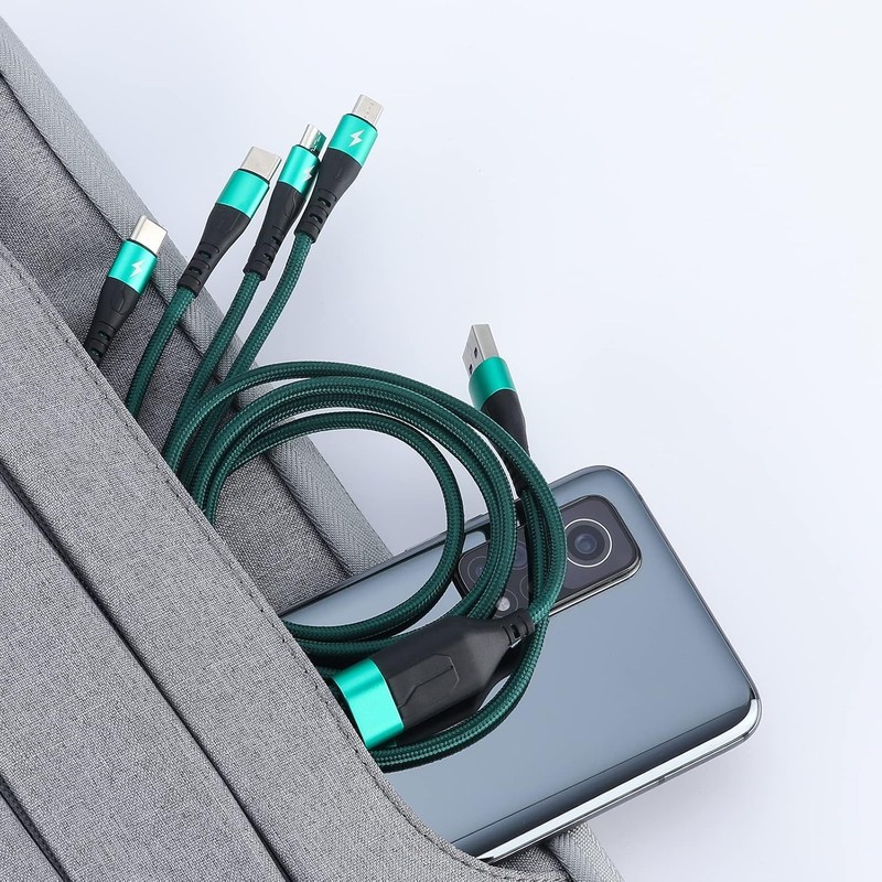 SIQIWO USB C to Multi Charging Cable, [3A 4ft 2 Pack] Nylon Braided Green gallery