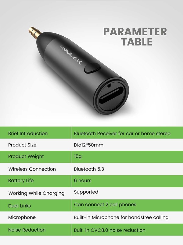Bluetooth 5.3 Car Aux Adapter With Enhanced Microphone 3.5mm Jack For Car Home S gallery