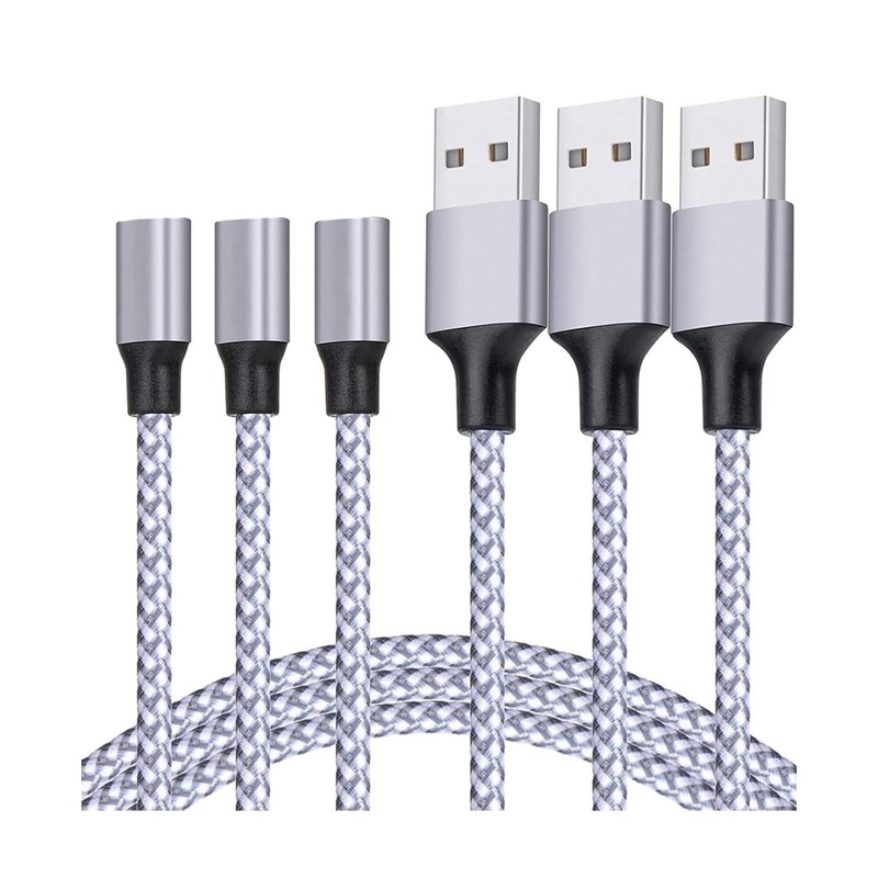 3 Pack Phone Charger Cable Nylon Braided USB A Fast Charging Sync Cord 6FT