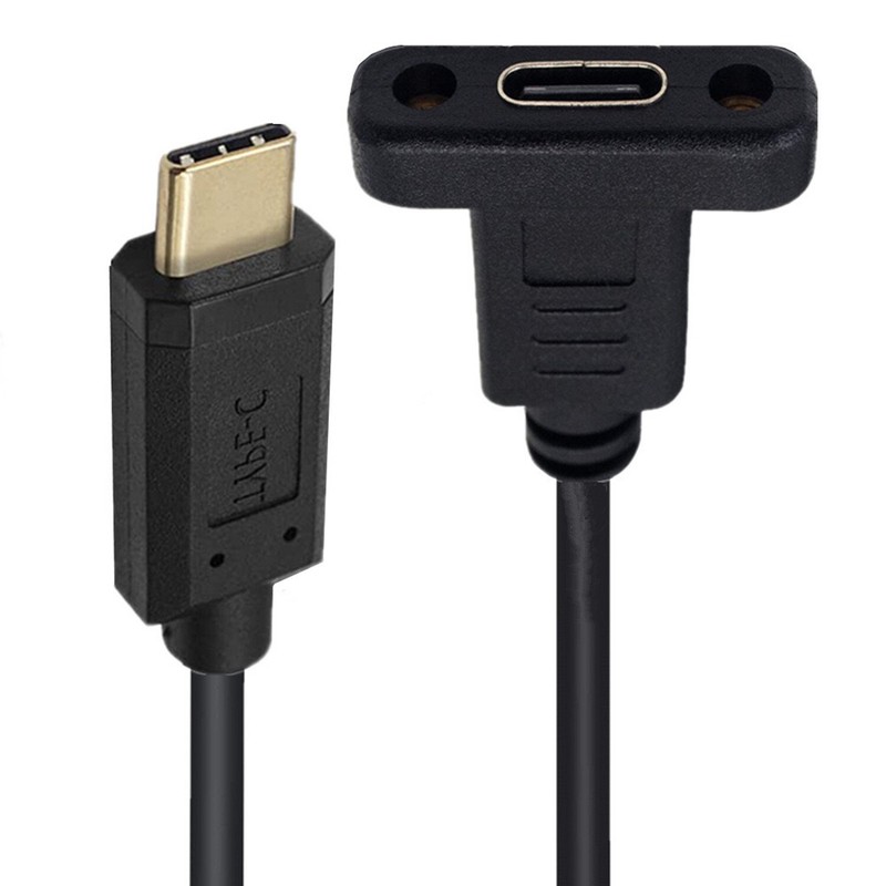 90 Degree Angled USB 3.1 Type C Male to USB Type-C Female Panel Mount Data Cable gallery