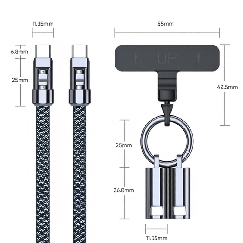30 1 5CM Phone Wrist Lanyard with 240W USB-C Cable for Charging and Data Use gallery