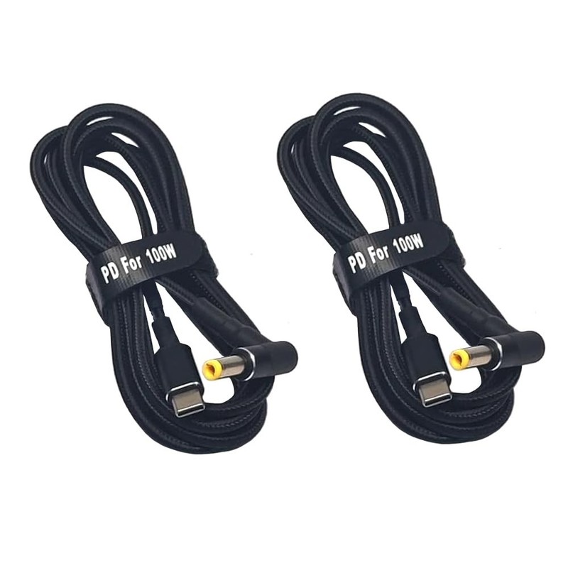 2 PCS 5.9ft USBC to DC 5.5×2.5 mm Power Cable 100W 20V 5A PD Trigger