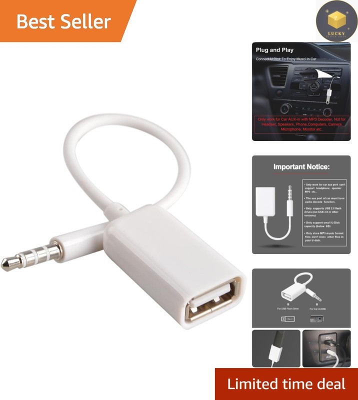 Compact AUX to USB Adapter for Car Audio - Connect & Enjoy MP3 Files