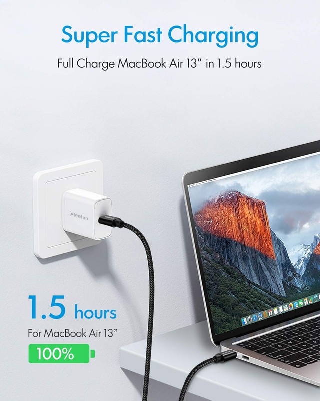 CLEEFUN Short USB C to USB C Cable 60W, USBC to USBC, [5-Pack, 1 ft] Type C t... gallery