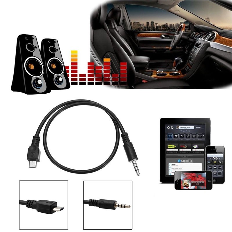 3.5mm Stereo Male to Micro USB Male Car AUX Out Cable For Cellphone Tablets