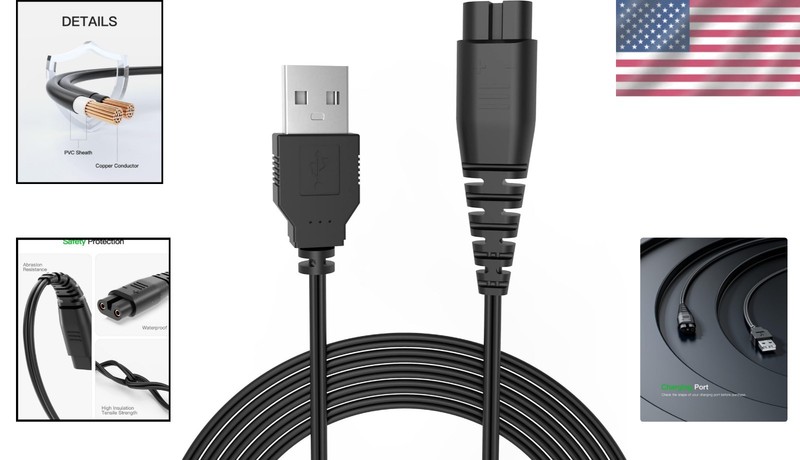 Replacement USB Charging Cable for Hatteker Hair Trimmers - Certified Safety gallery
