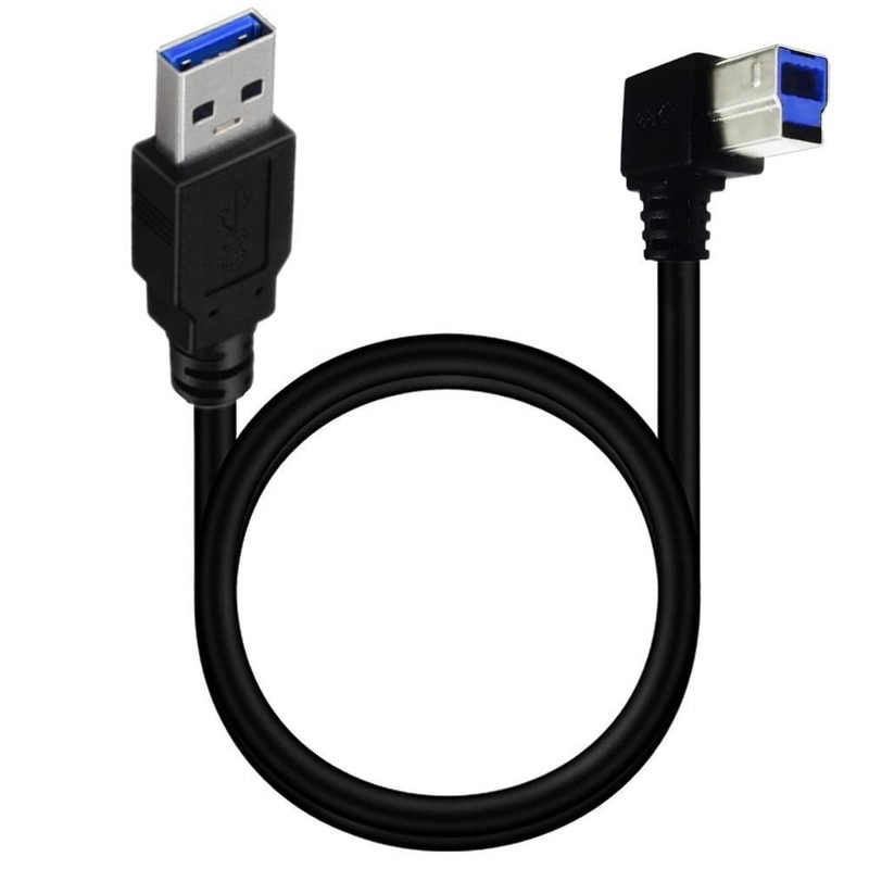 1.5Ft 50cm USB 3.0 Printer Cable, Type A, 90 Degree Type B, High Speed, Scan