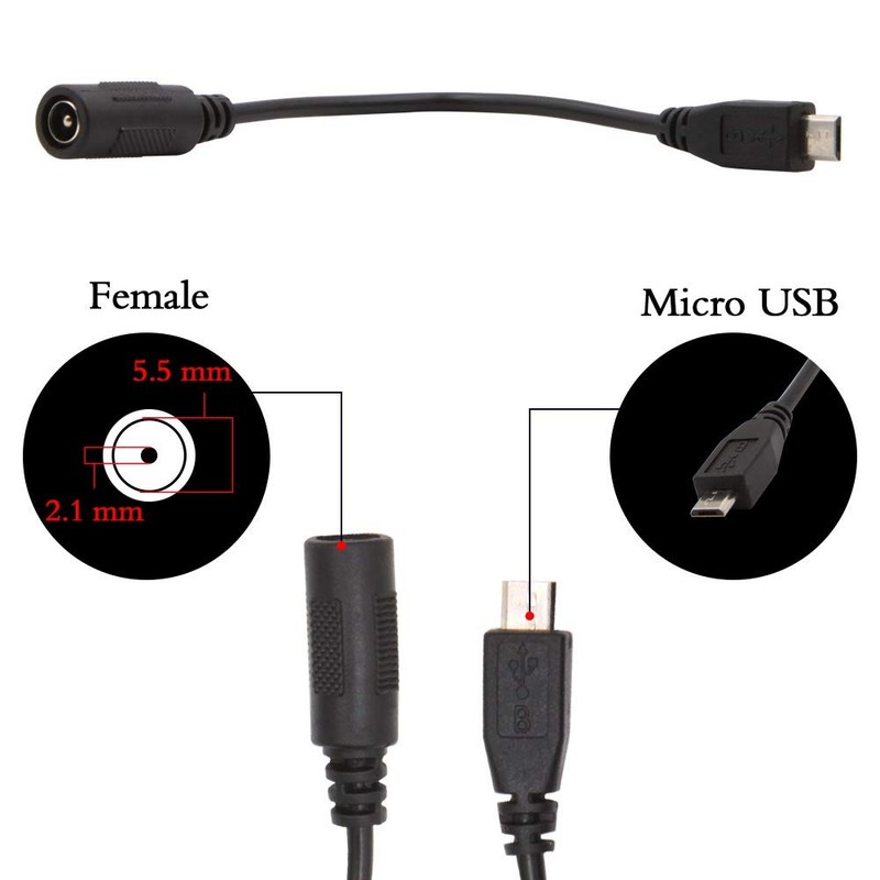 5PCS DC 5.5 x 2.1mm Female to Micro USB Male Connector Adapter 5V Power Cable... gallery