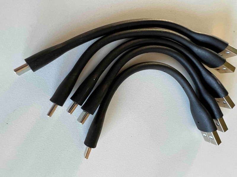 USB cable:  male USB to male USB-C; 6 inches long; Qty=100 gallery