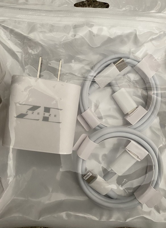Zzetze 20w usb-c power adapter with 2 cables. Type-C to C and Type-C to iPhone