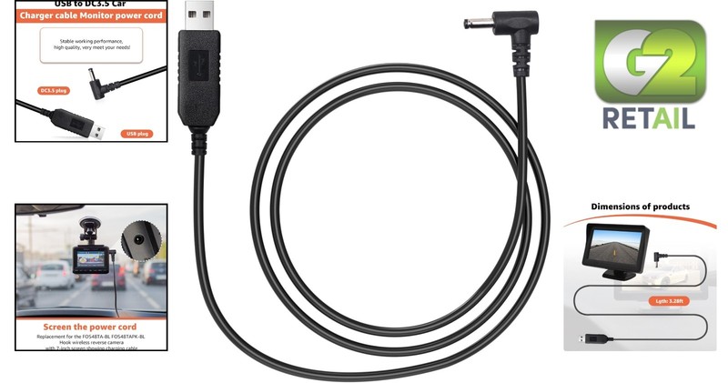 3.3Ft USB to DC Charger Cable for Furrion Vision S Monitor - Lightweight & Safe gallery