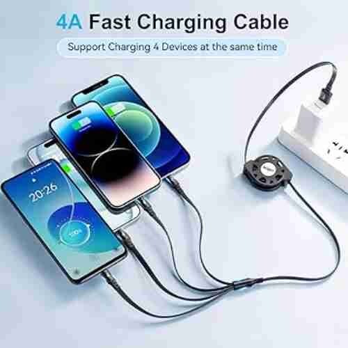 Multi Charging Cable, Retractable USB Fast Charger Cord 4 in 1 Chargers gallery