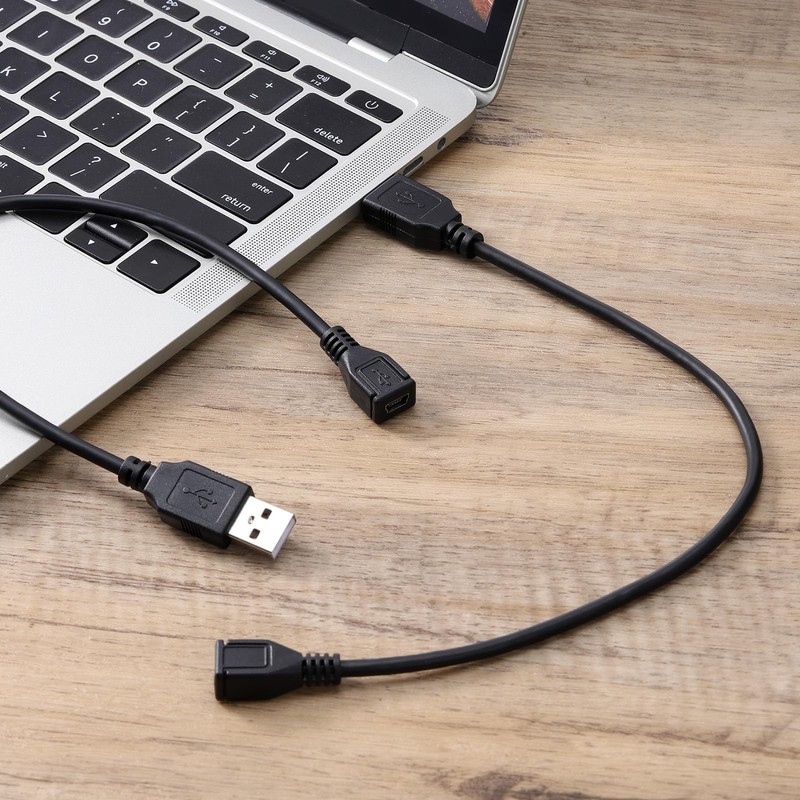 2 Pack 11.4 Inch 5 Pin Mini USB B Female to USB A Male Data Cable Adapter gallery