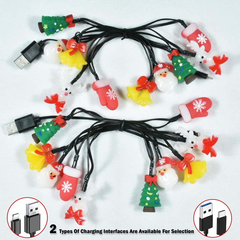 2 Pack Christmas Lights Charging Cables, Xmas 55" USB to Light-ning Charger C... gallery