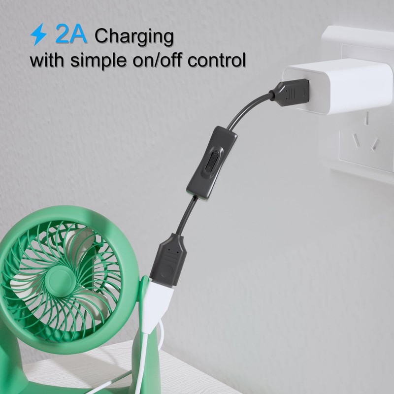 USB On/Off Switch Cable 2-Pack,2A Charging 480Mbps Data,Type-A 2.0 Power Exte... gallery