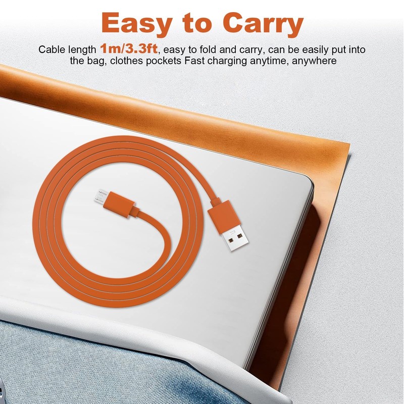 Orange 3.3ft Micro USB Charging Cable Compatible with Fitbit Charge 3/2/Flip ... gallery