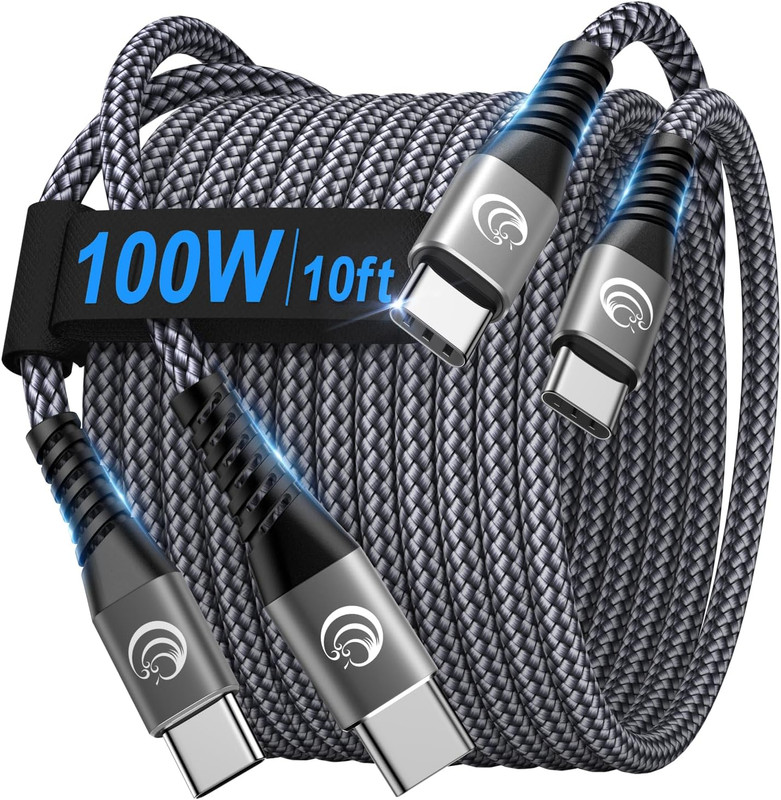 USBC to USBC 100W [10ft/2 Pack] USB C to USB C Fast Charging Cable Braided C to gallery
