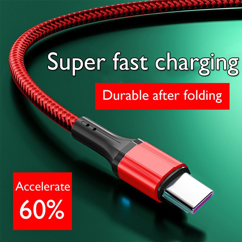1/2M Nylon Braided USB Type C Charging Cable 3A Fast Charger Long Lead Data Sync gallery