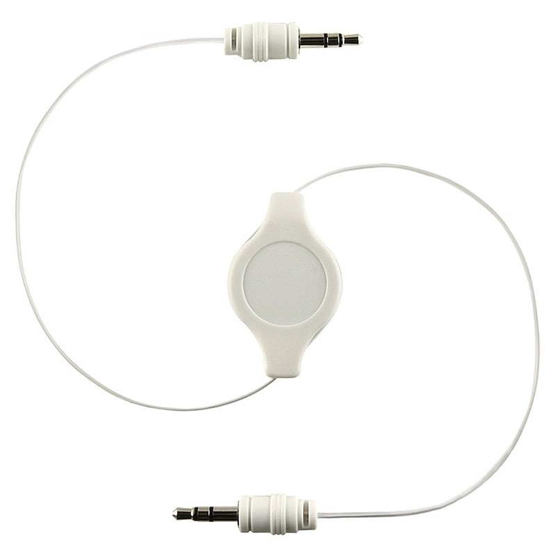 5 White Retractable 3.5mm AUX Auxiliary Cable Cord for Tablet Phone MP3 MP4 MP5