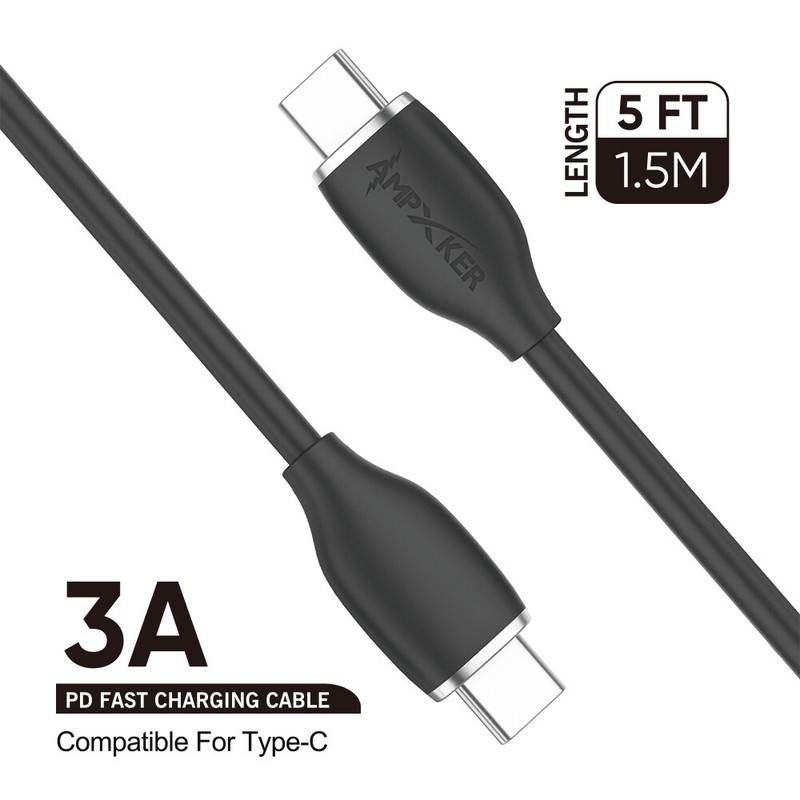 Type C to Type C (5FT /1.5M) 3A Fast Charging Cable Charger Data Thick TPE Cord gallery