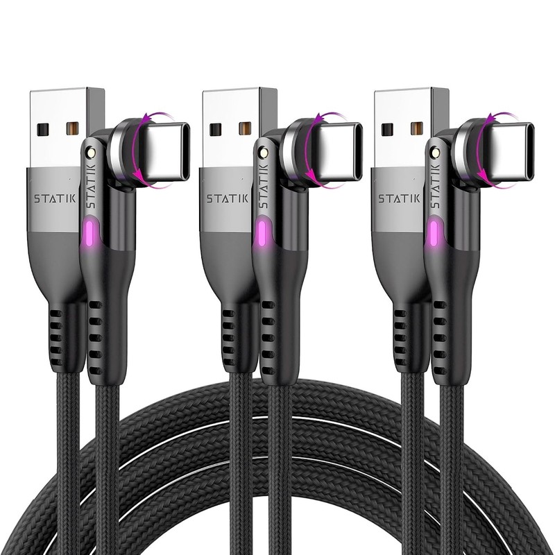 3 Pack 90 Degree Rotating USB A to C Cable gallery