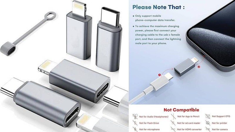 Paquete de 4 adaptadores a USB-C y USB-C a para iPhone. neuvo. 2025. gallery