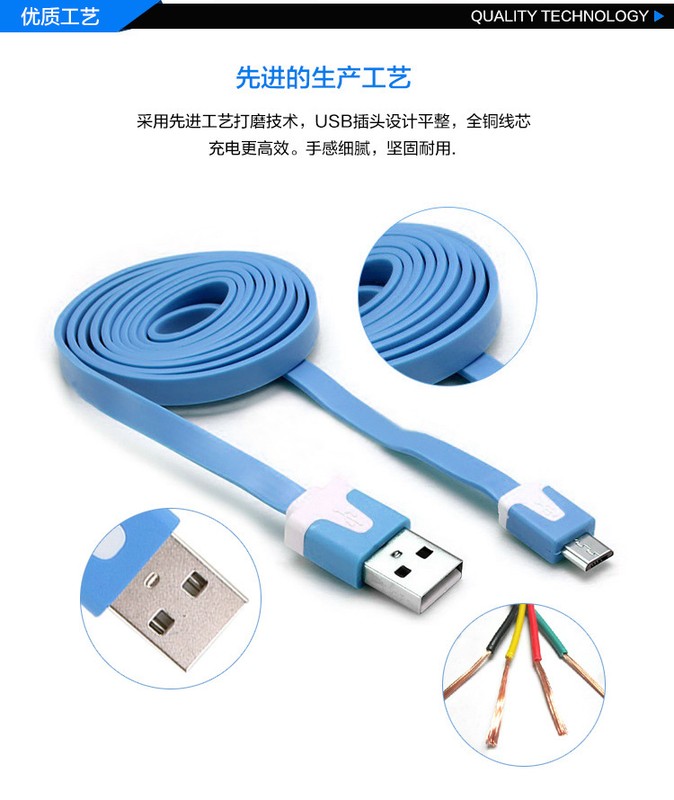 1M/3ft Flat Noodle Micro USB Charger Sync Data Cable for Android Mobile 18a19 gallery