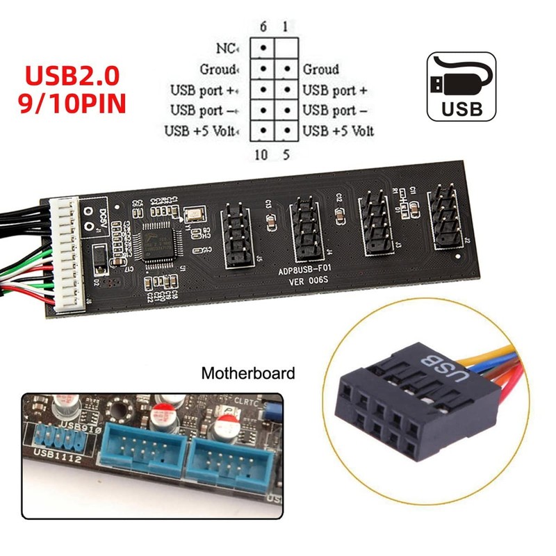 USB2.0 Motherboard Cable 9pin 10pin USB 2.0 Header 1 to 4 Female with IDE Pow... gallery