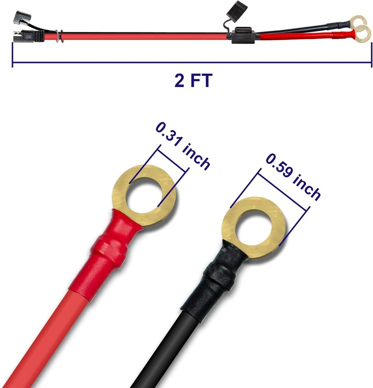 Versatile SAE to O Ring Terminal Cable - 2FT Water-Resistant Charger Extension gallery
